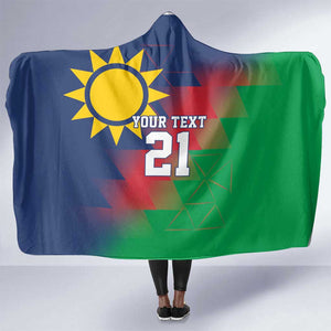 Custom Cricket African Namibia Hooded Blanket Namibian Gold Sun Flag Motif - African Pride