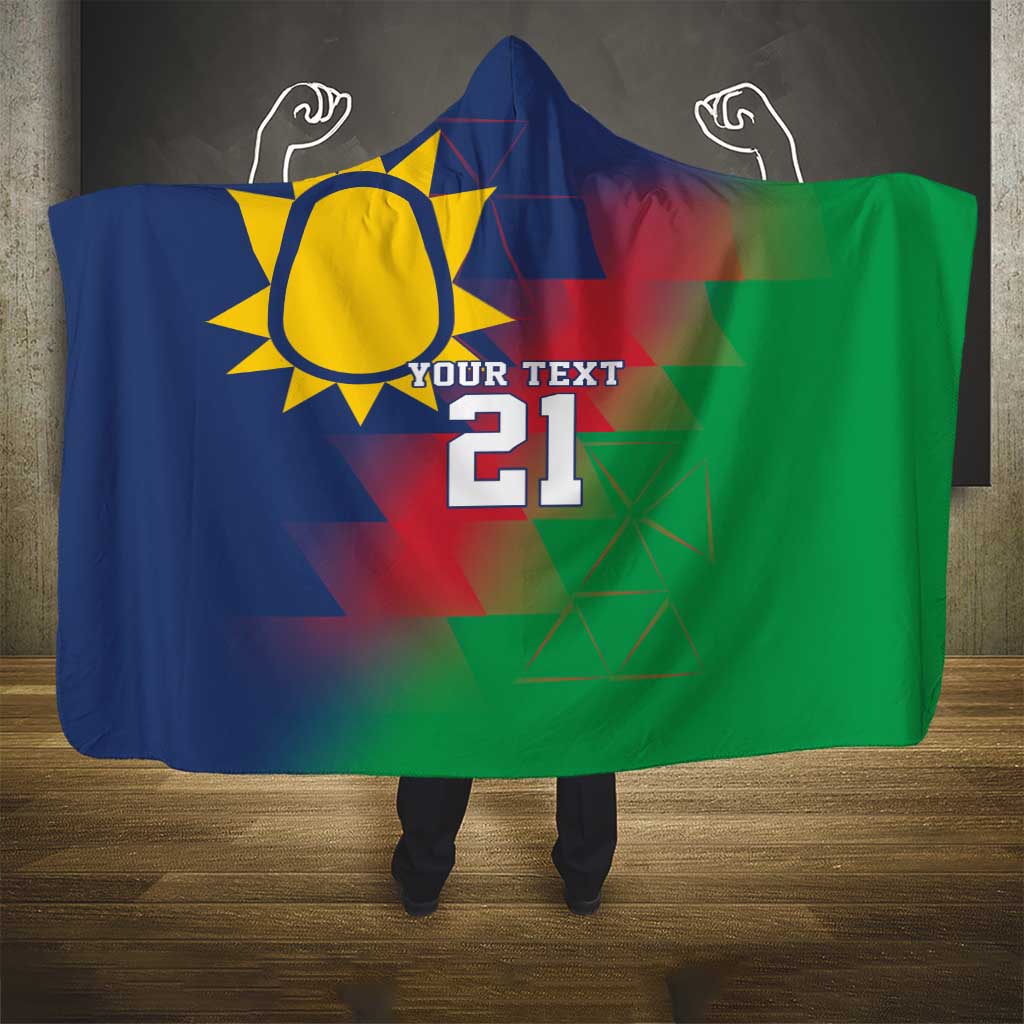 Custom Cricket African Namibia Hooded Blanket Namibian Gold Sun Flag Motif - African Pride