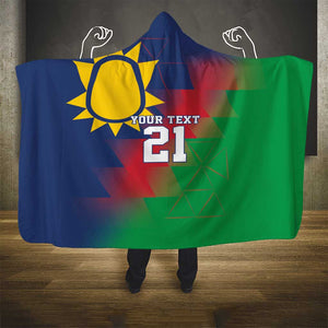 Custom Cricket African Namibia Hooded Blanket Namibian Gold Sun Flag Motif - African Pride