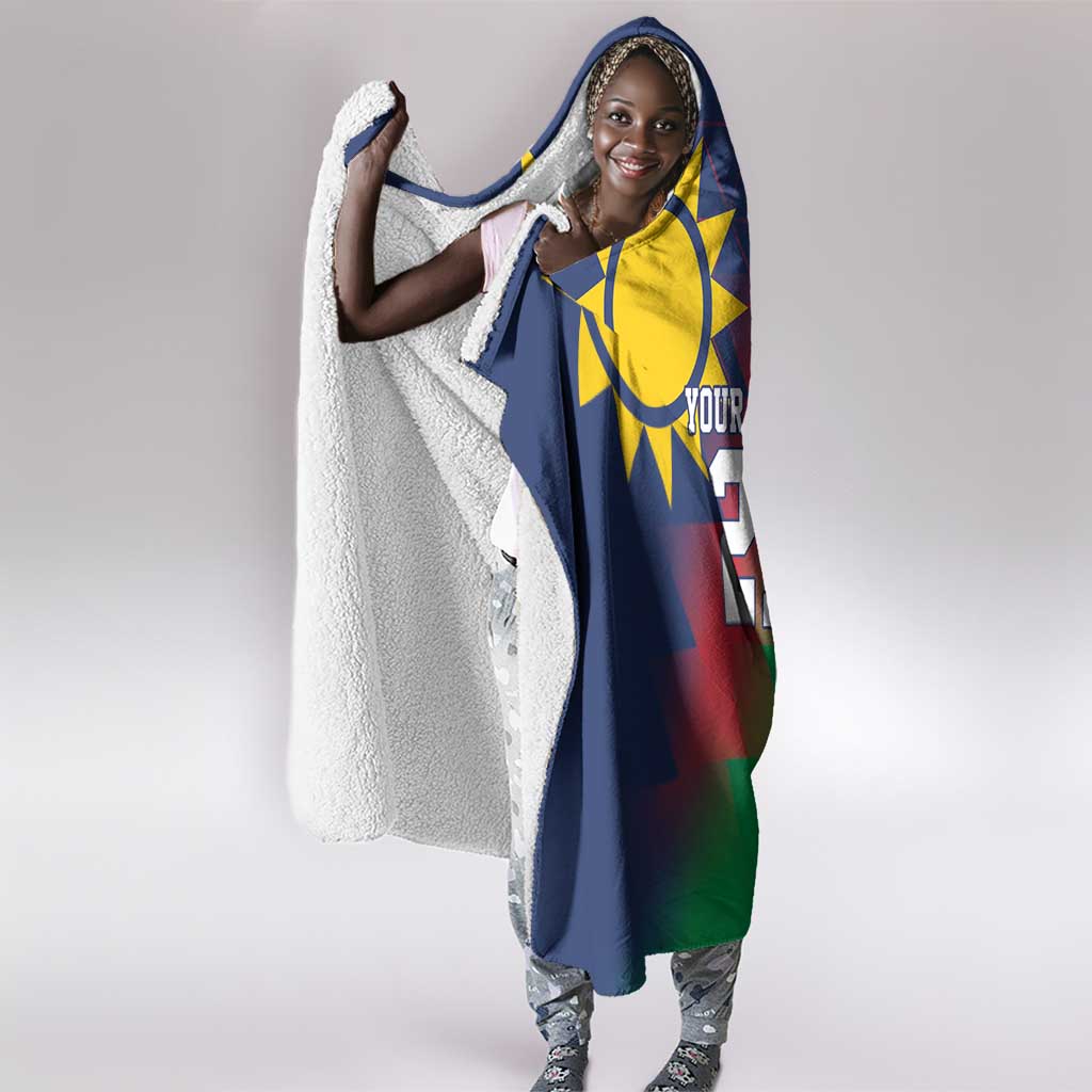 Custom Cricket African Namibia Hooded Blanket Namibian Gold Sun Flag Motif - African Pride