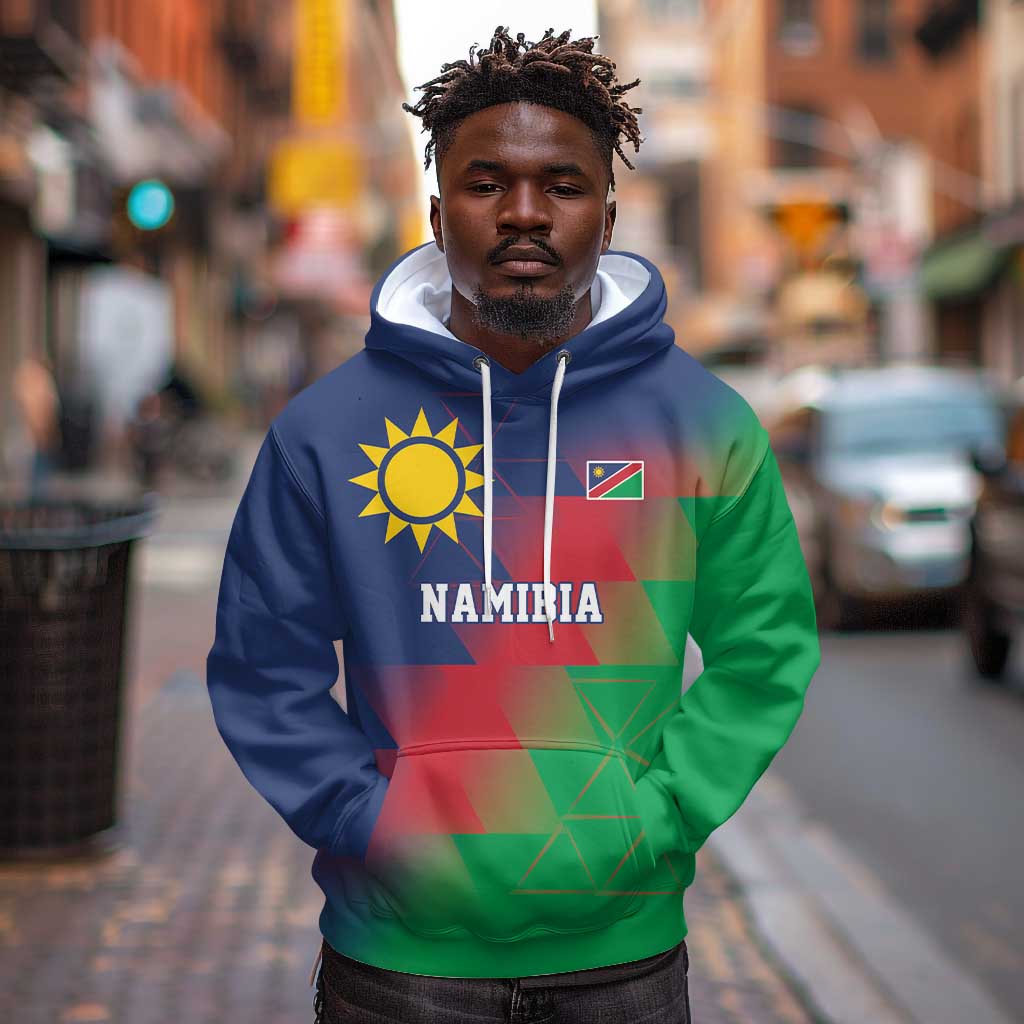 Custom Cricket African Namibia Hoodie Namibian Gold Sun Flag Motif - African Pride