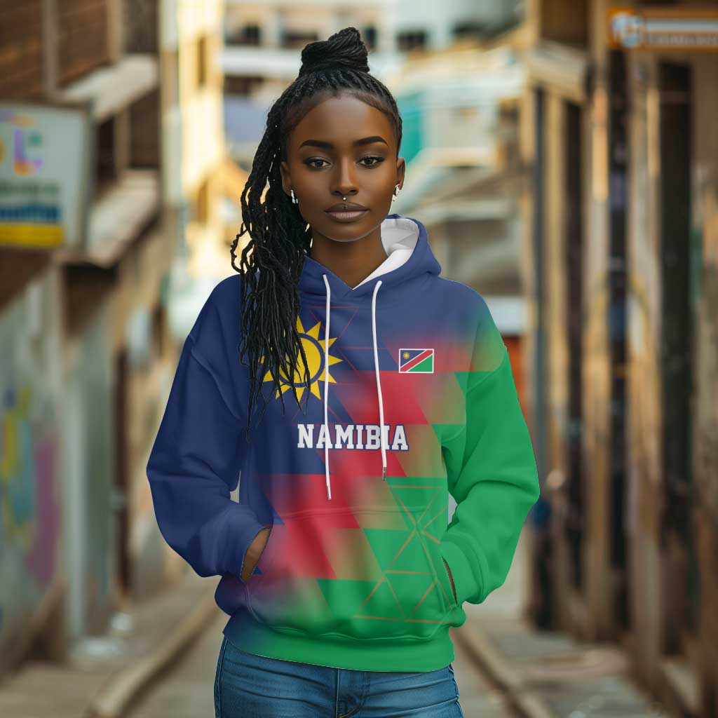 Custom Cricket African Namibia Hoodie Namibian Gold Sun Flag Motif - African Pride