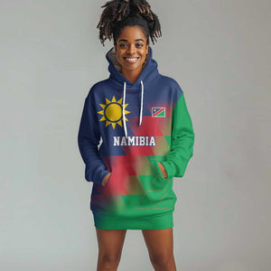 Custom Cricket African Namibia Hoodie Dress Namibian Gold Sun Flag Motif - African Pride