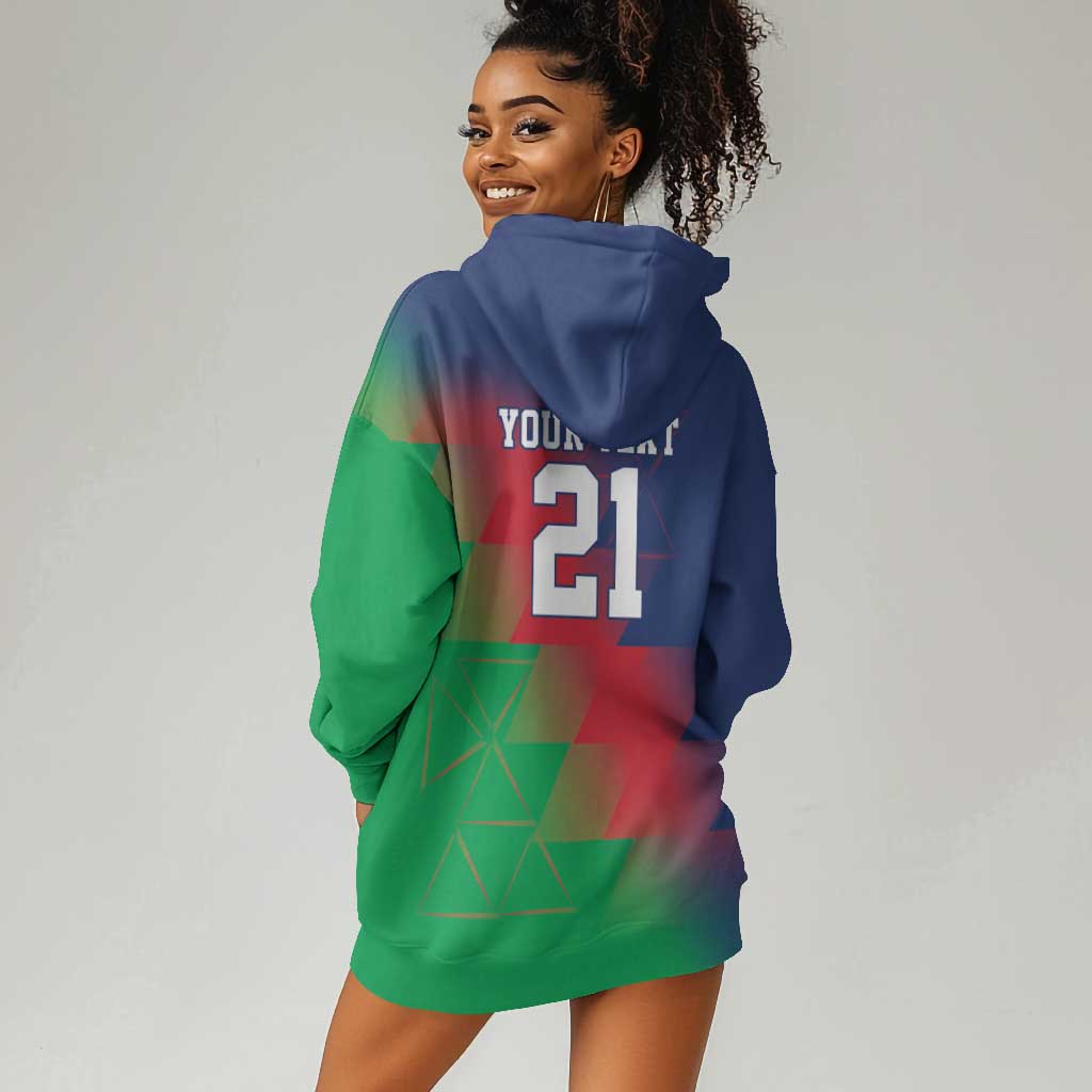 Custom Cricket African Namibia Hoodie Dress Namibian Gold Sun Flag Motif - African Pride