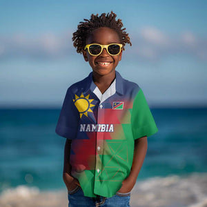 Custom Cricket African Namibia Kid Hawaiian Shirt Namibian Gold Sun Flag Motif - African Pride