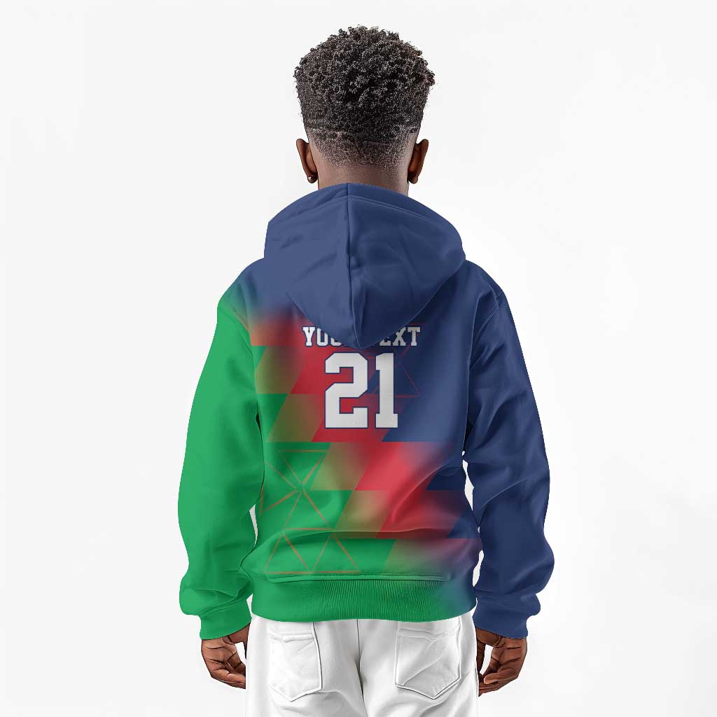 Custom Cricket African Namibia Kid Hoodie Namibian Gold Sun Flag Motif - African Pride