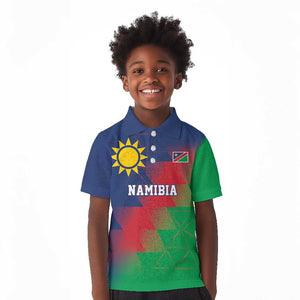 Custom Cricket African Namibia Kid Polo Shirt Namibian Gold Sun Flag Motif - African Pride