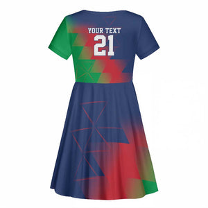 Custom Cricket African Namibia Kid Short Sleeve Dress Namibian Gold Sun Flag Motif - African Pride