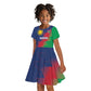Custom Cricket African Namibia Kid Short Sleeve Dress Namibian Gold Sun Flag Motif - African Pride