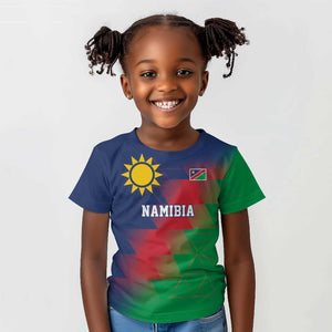 Custom Cricket African Namibia Kid T shirt Namibian Gold Sun Flag Motif - African Pride