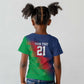 Custom Cricket African Namibia Kid T shirt Namibian Gold Sun Flag Motif - African Pride