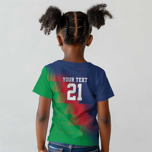 Custom Cricket African Namibia Kid T shirt Namibian Gold Sun Flag Motif - African Pride
