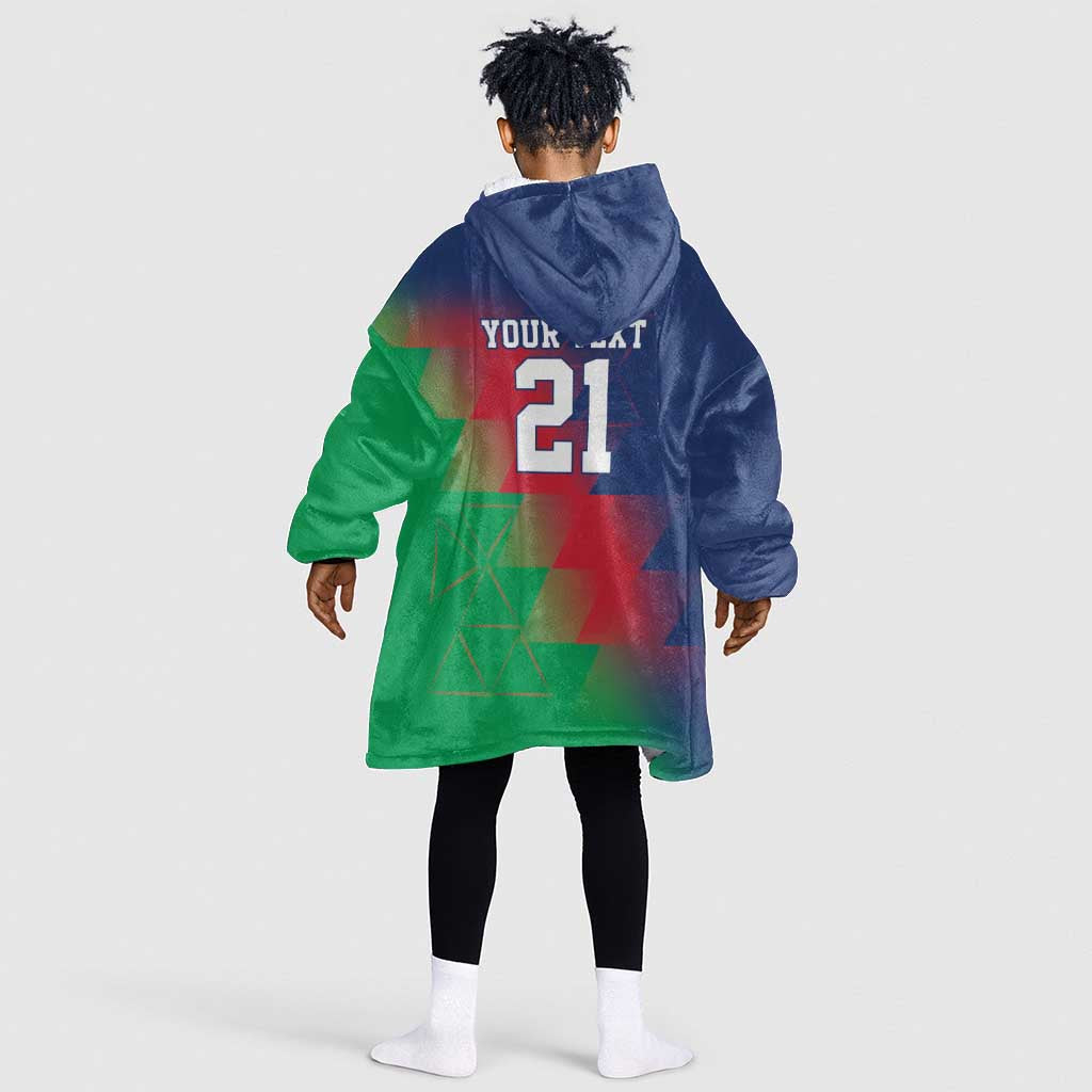 Custom Cricket African Namibia Kid Wearable Blanket Hoodie Namibian Gold Sun Flag Motif - African Pride