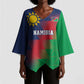 Custom Cricket African Namibia Kimono Sleeve Blouse Namibian Gold Sun Flag Motif