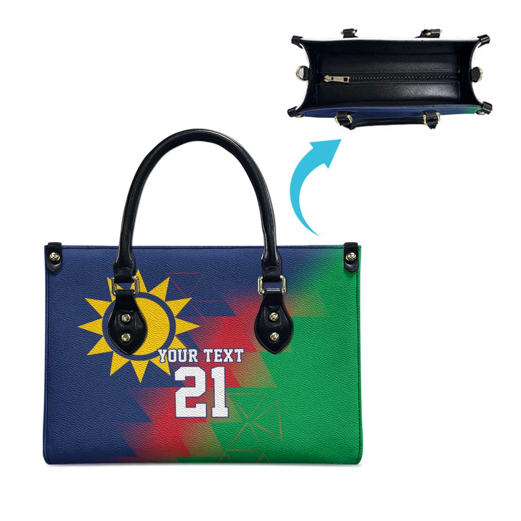 Custom Cricket African Namibia Leather Bag Namibian Gold Sun Flag Motif