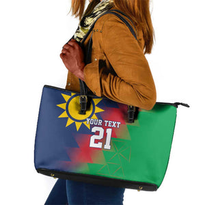 Custom Cricket African Namibia Leather Tote Bag Namibian Gold Sun Flag Motif - African Pride