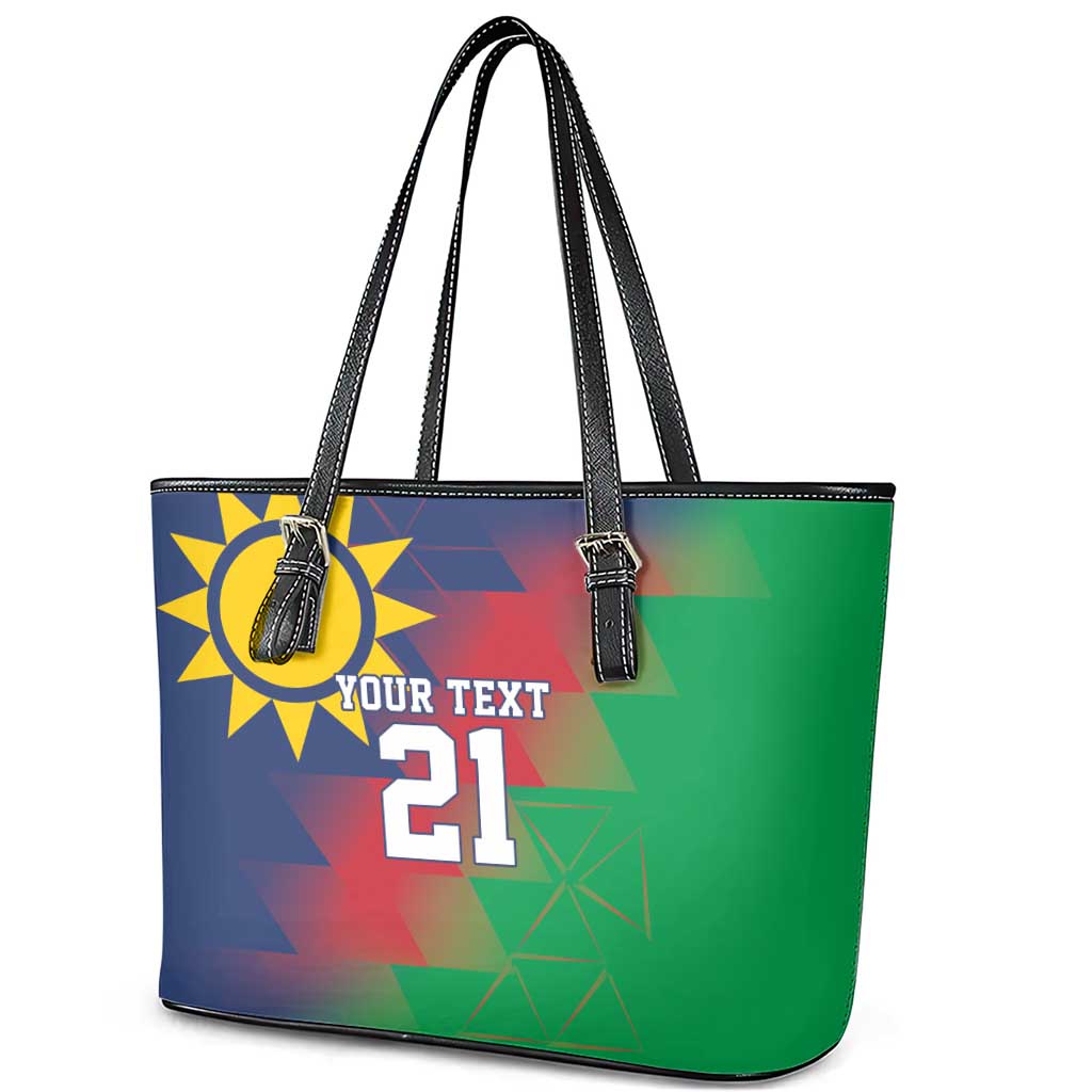 Custom Cricket African Namibia Leather Tote Bag Namibian Gold Sun Flag Motif - African Pride