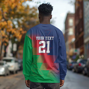 Custom Cricket African Namibia Long Sleeve Shirt Namibian Gold Sun Flag Motif - African Pride