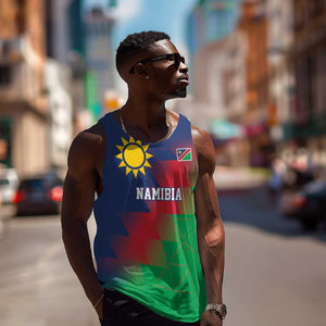 Custom Cricket African Namibia Men Tank Top Namibian Gold Sun Flag Motif - African Pride