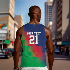 Custom Cricket African Namibia Men Tank Top Namibian Gold Sun Flag Motif - African Pride