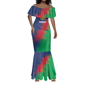 Custom Cricket African Namibia Mermaid Dress Namibian Gold Sun Flag Motif - African Pride