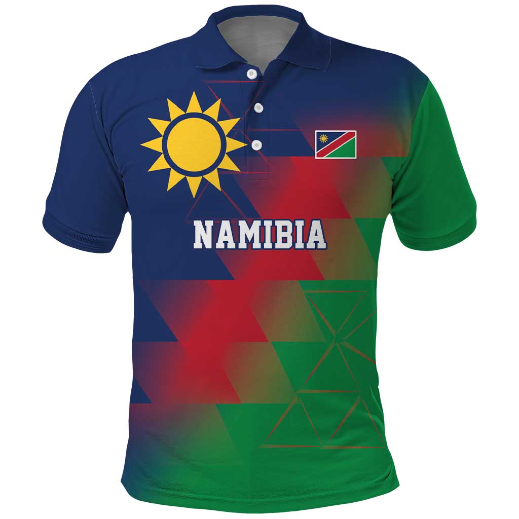 Custom Cricket African Namibia Polo Shirt Namibian Gold Sun Flag Motif - African Pride