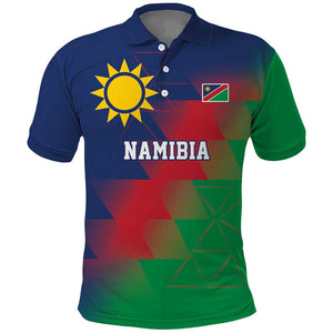 Custom Cricket African Namibia Polo Shirt Namibian Gold Sun Flag Motif - African Pride