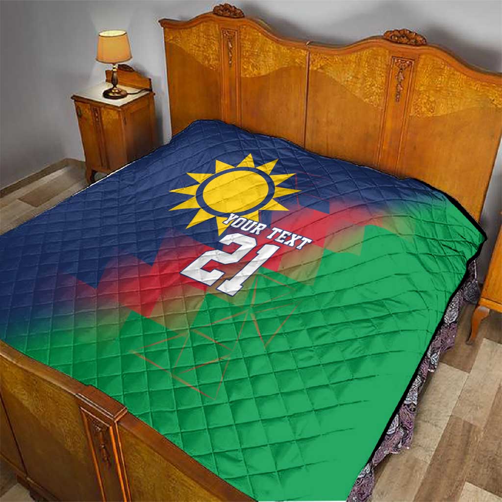 Custom Cricket African Namibia Quilt Namibian Gold Sun Flag Motif - African Pride