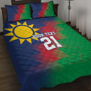Custom Cricket African Namibia Quilt Bed Set Namibian Gold Sun Flag Motif - African Pride