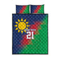 Custom Cricket African Namibia Quilt Bed Set Namibian Gold Sun Flag Motif - African Pride