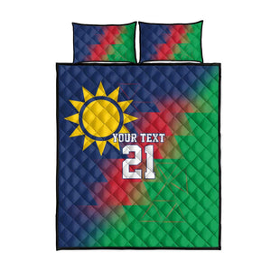 Custom Cricket African Namibia Quilt Bed Set Namibian Gold Sun Flag Motif - African Pride