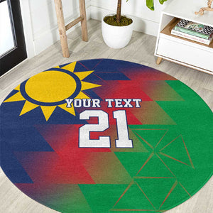 Custom Cricket African Namibia Round Carpet Namibian Gold Sun Flag Motif - African Pride