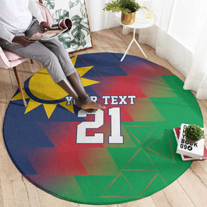 Custom Cricket African Namibia Round Carpet Namibian Gold Sun Flag Motif - African Pride