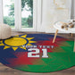 Custom Cricket African Namibia Round Carpet Namibian Gold Sun Flag Motif - African Pride