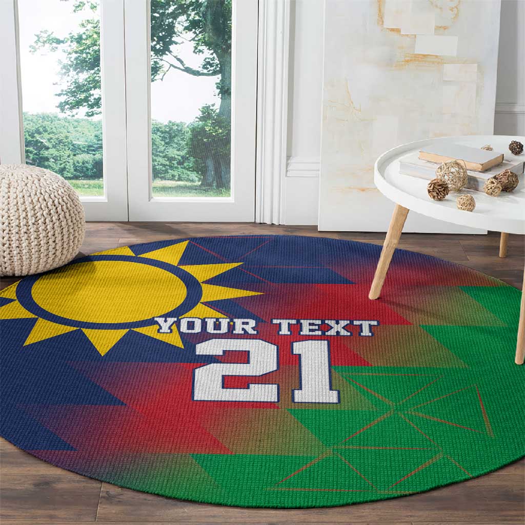 Custom Cricket African Namibia Round Carpet Namibian Gold Sun Flag Motif - African Pride
