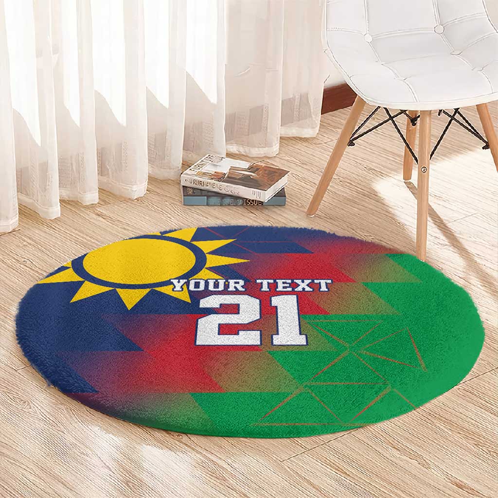 Custom Cricket African Namibia Round Carpet Namibian Gold Sun Flag Motif - African Pride