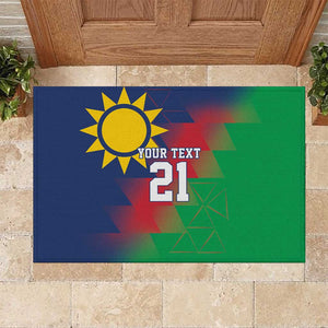 Custom Cricket African Namibia Rubber Doormat Namibian Gold Sun Flag Motif - African Pride