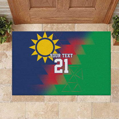 Custom Cricket African Namibia Rubber Doormat Namibian Gold Sun Flag Motif - African Pride