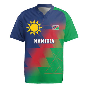 Custom Cricket African Namibia Rugby Jersey Namibian Gold Sun Flag Motif - African Pride