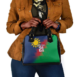 Custom Cricket African Namibia Shoulder Handbag Namibian Gold Sun Flag Motif - African Pride