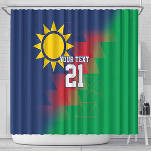 Custom Cricket African Namibia Shower Curtain Namibian Gold Sun Flag Motif - African Pride
