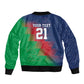 Custom Cricket African Namibia Sleeve Zip Bomber Jacket Namibian Gold Sun Flag Motif - African Pride