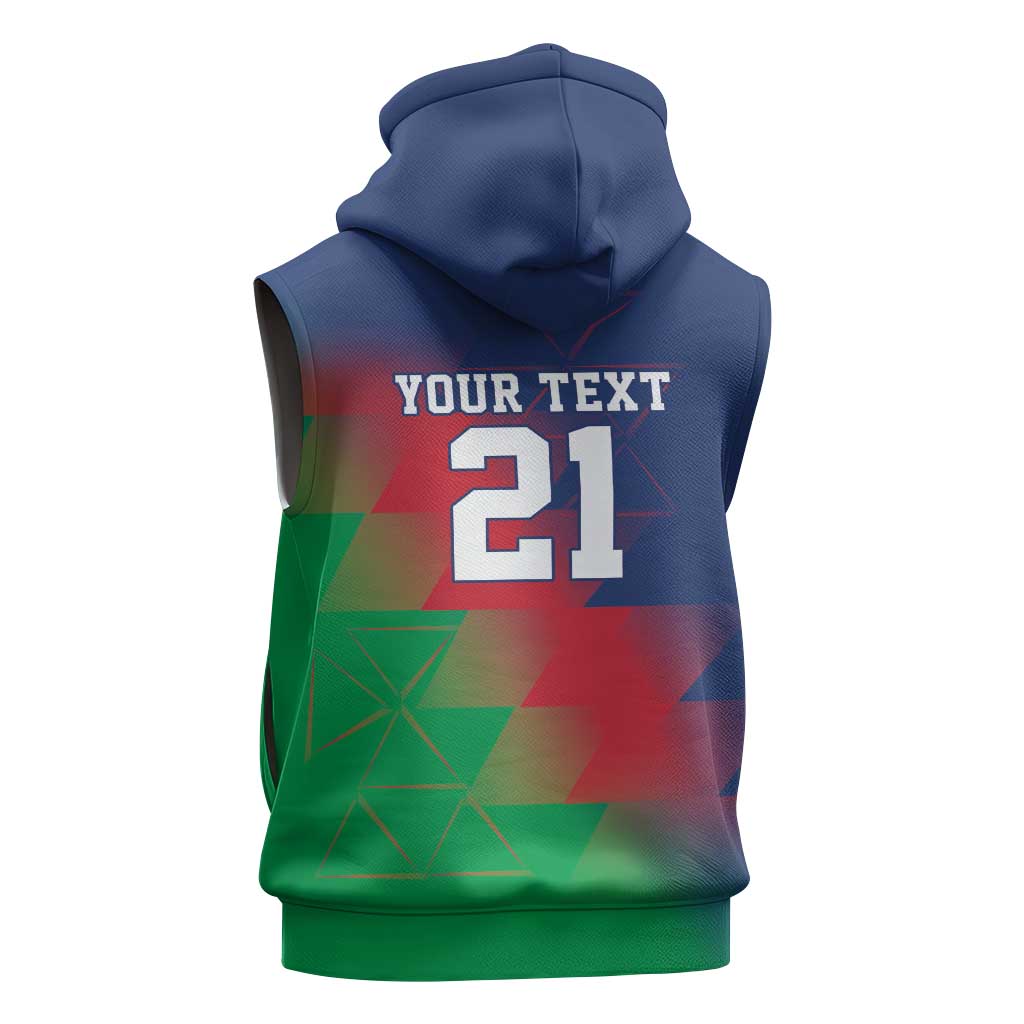 Custom Cricket African Namibia Sleeveless Zip Hoodie Namibian Gold Sun Flag Motif - African Pride