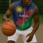 Custom Cricket African Namibia Sleeveless Zip Hoodie Namibian Gold Sun Flag Motif - African Pride