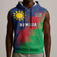 Custom Cricket African Namibia Sleeveless Zip Hoodie Namibian Gold Sun Flag Motif - African Pride