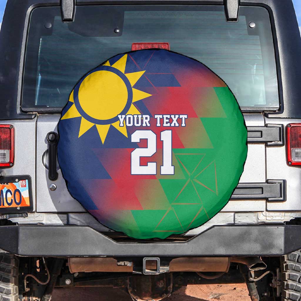 Custom Cricket African Namibia Spare Tire Cover Namibian Gold Sun Flag Motif - African Pride