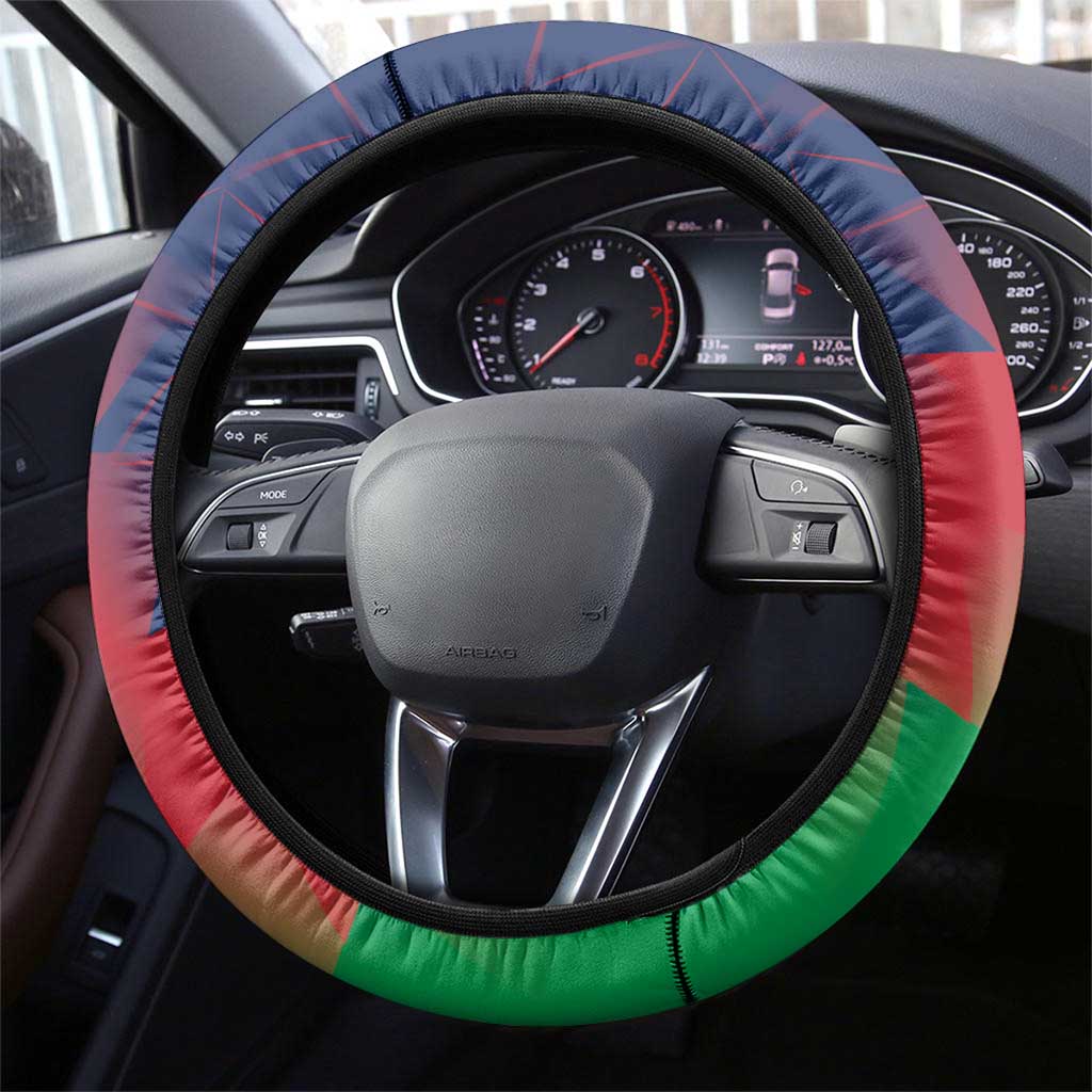 Cricket African Namibia Steering Wheel Cover Namibian Gold Sun Flag Motif - African Pride