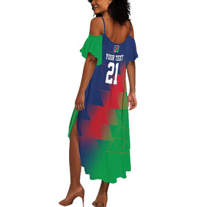 Custom Cricket African Namibia Summer Maxi Dress Namibian Gold Sun Flag Motif - African Pride