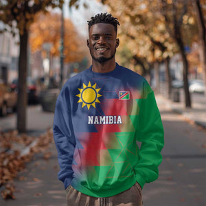 Custom Cricket African Namibia Sweatshirt Namibian Gold Sun Flag Motif - African Pride