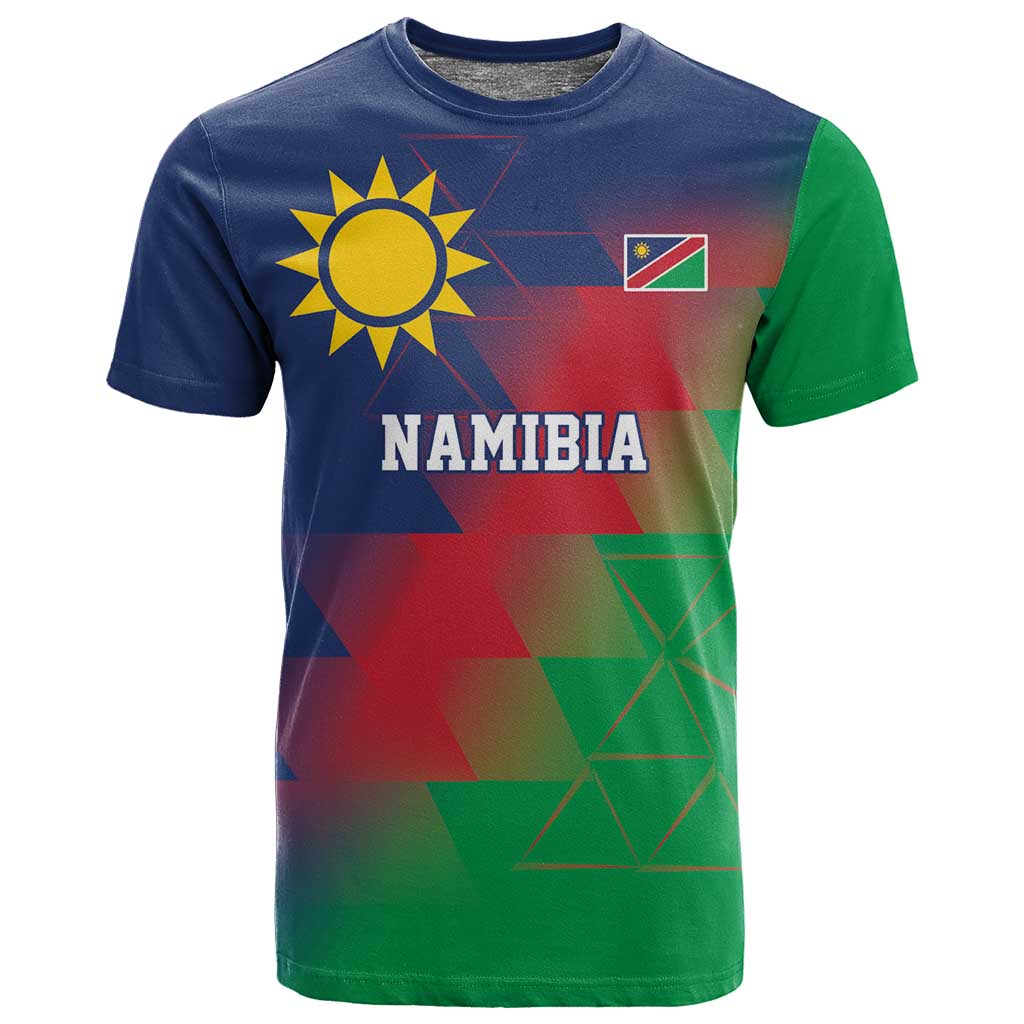 Custom Cricket African Namibia T shirt Namibian Gold Sun Flag Motif - African Pride